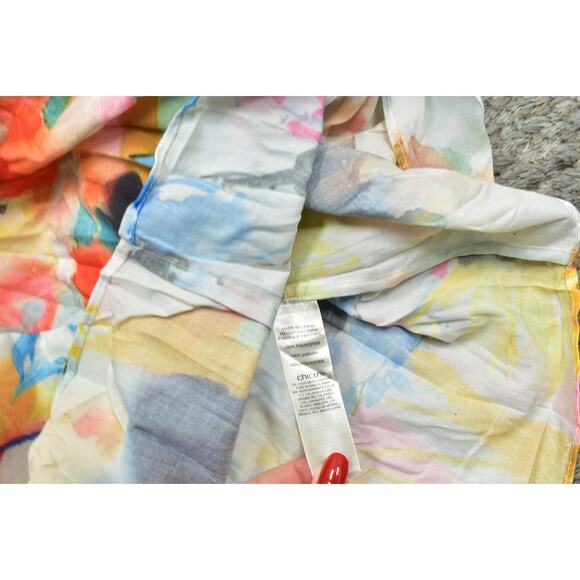 Chico's Size 3 Multicolor Polyester V Neck Button-Up Top Short Sleeve Tie Dye - Picture 4 of 7